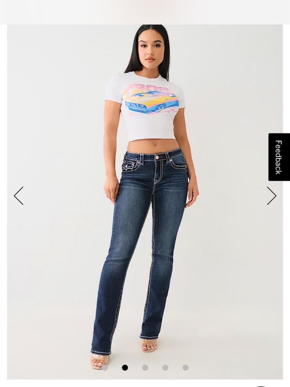 True Religion Dark Blue Flare Jeans with Contrast Stitching